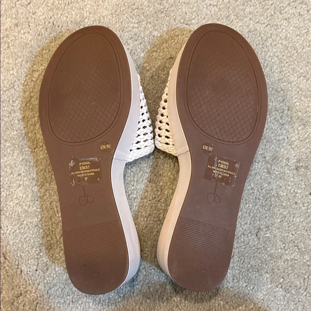 Jessica Simpson Cream Woven Platform Slides-Size 8.5